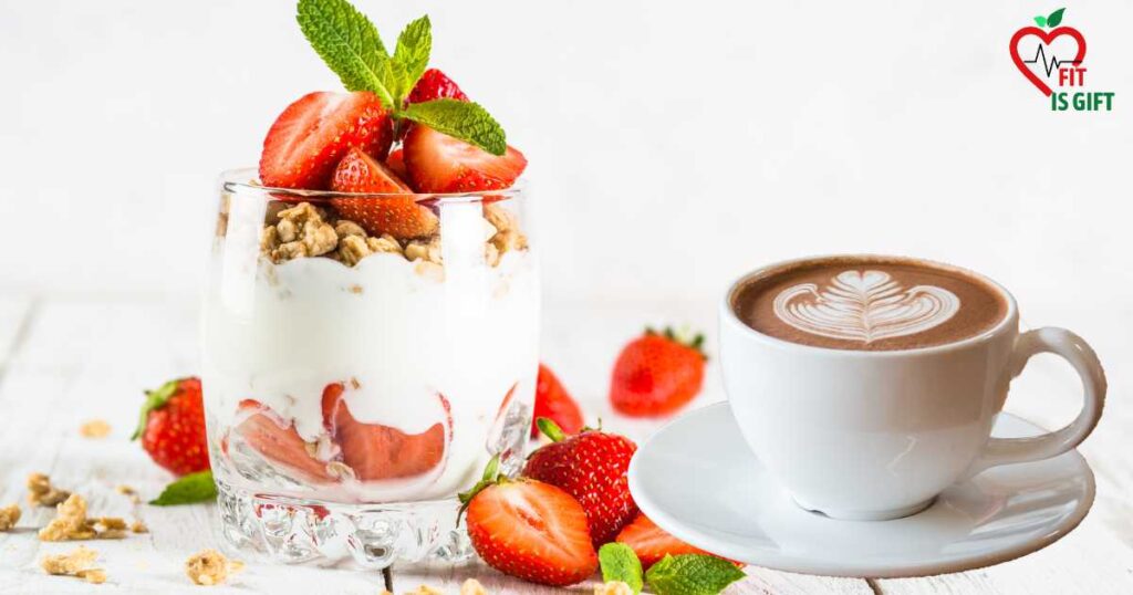 Coffee with Greek Yogurt Parfait with Berries - How To Make Healthy Breakfast With Coffee 
